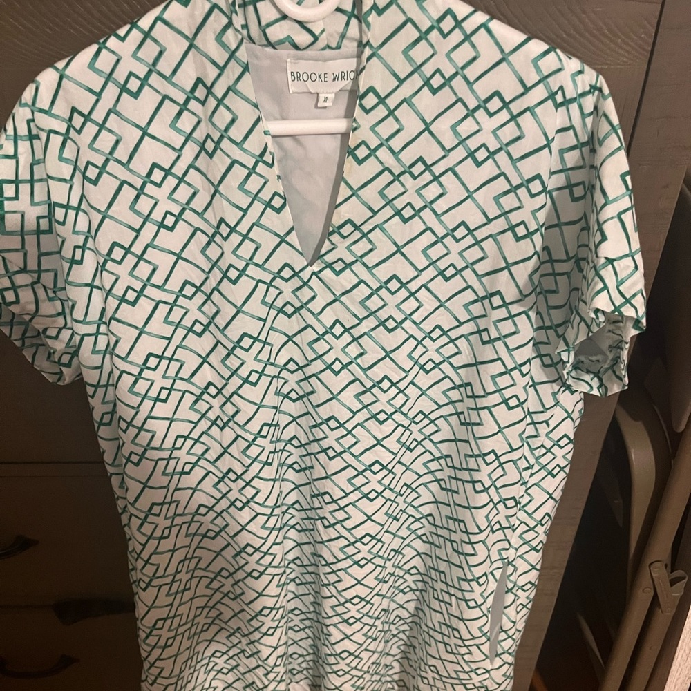 Brooke Wright Green and White XL dress